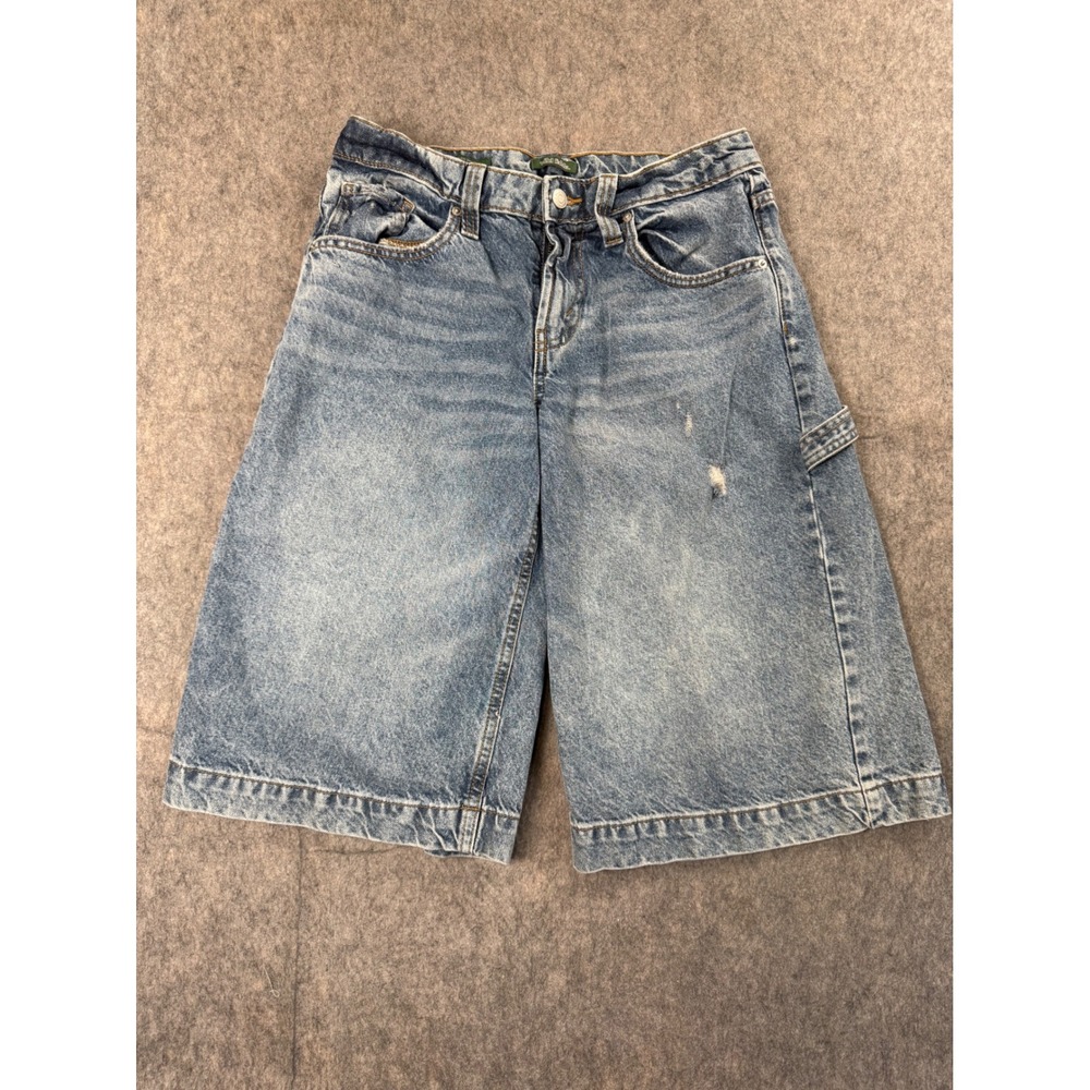 Wild Fable Carpenter Shorts Womens 0 Blue Denim Cotton Low Rise Y2K Utility Boho